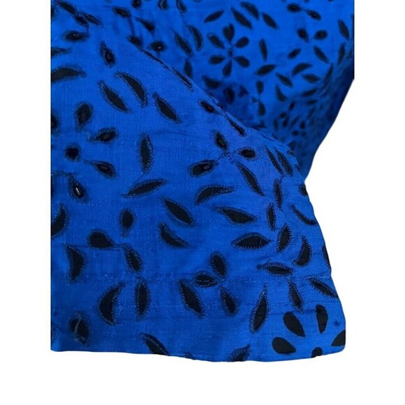 Chicos Jacket Women L Blue Mock Neck Silk Blazer Floral Beaded Retro Office - Picture 4 of 14